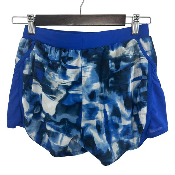 Under Armour Running Shorts Womens XS Loose Fit Lined Blue Abstract Activewear - Picture 2 of 7